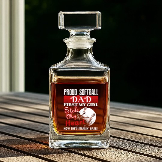 Softball - softball dad s - proud softball dad Whiskey Decanters