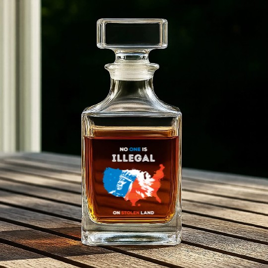 No One Is Illegal on Stolen Land Whiskey Decanters