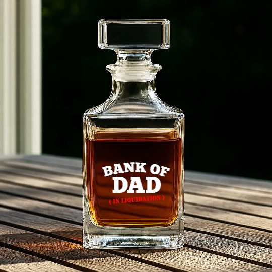 BANK OF DAD Whiskey Decanters