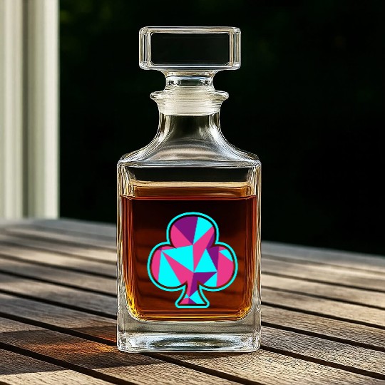 Playing card clover gift game player poker neon Whiskey Decanters