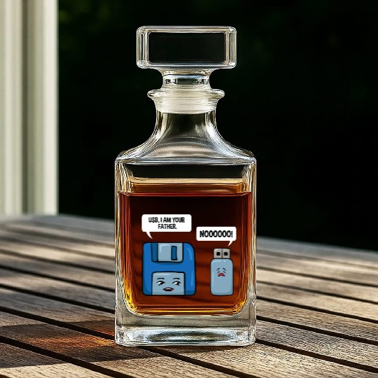 Floppy Disc USB Data Nerd Computer Science Gift Whiskey Decanters