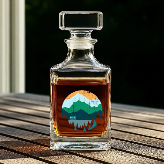 Wanderlust Campeing Mountains Nature Souvenir Gift Whiskey Decanters