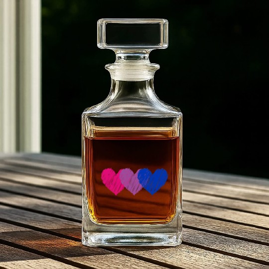 Bisexual Flag Hearts Love Whiskey Decanters LGBT Bi Pride