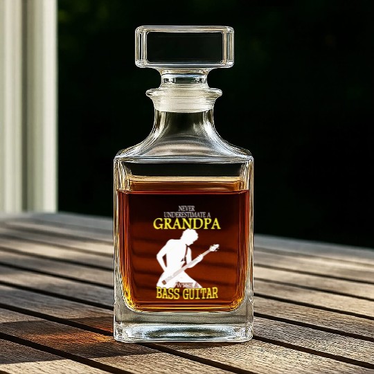 never underestimate a grandpa with a bass guitar m Whiskey Decanters