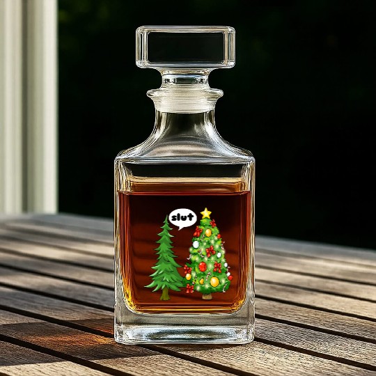 Funny Christmas Tree Slut Whiskey Decanters