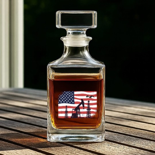Oil Rig Worker Pump USA American Gas Oilfield Whiskey Decanters