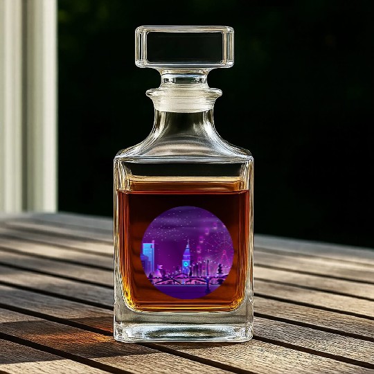 Synthwave Neon City: London Whiskey Decanters
