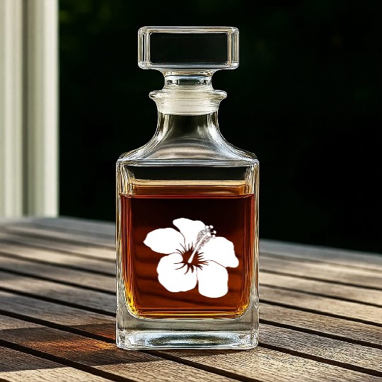 Classic Hawaii Hibiscus Flower Whiskey Decanters