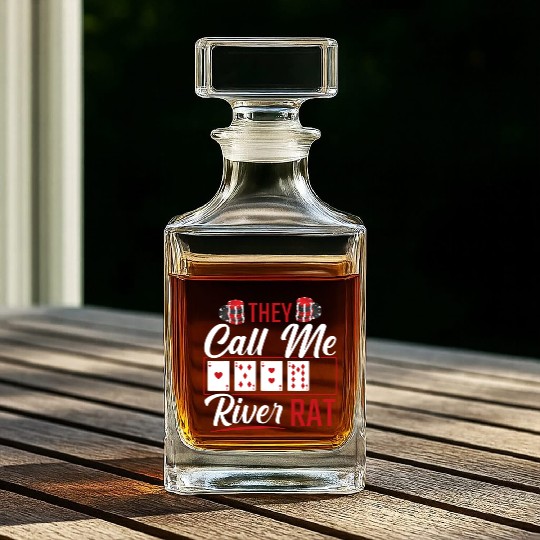 River Rat Funny Poker Player Texas Holdem Lucker Whiskey Decanters