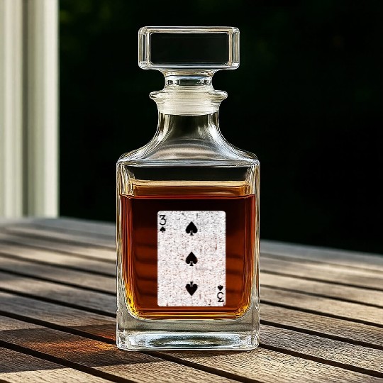 three of spades playing card Whiskey Decanters