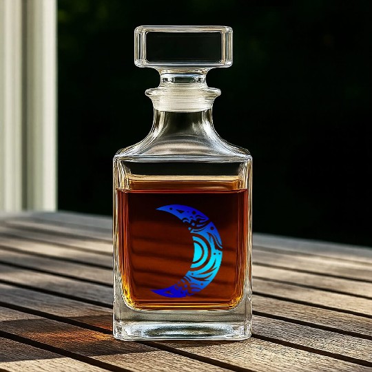 T Tattoo Moon Half Shape Moon Lover Gift Idea Whiskey Decanters