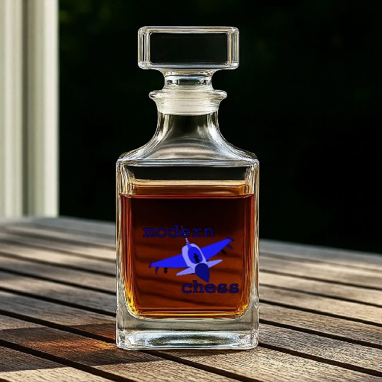modern chess in royal blue Whiskey Decanters