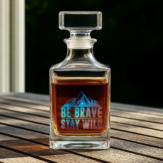 BE BRAVE STAY WILD Wilderness Nature Lover Whiskey Decanters