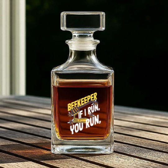 Beekeeper If I Run You Run Honey Bee Whiskey Decanters