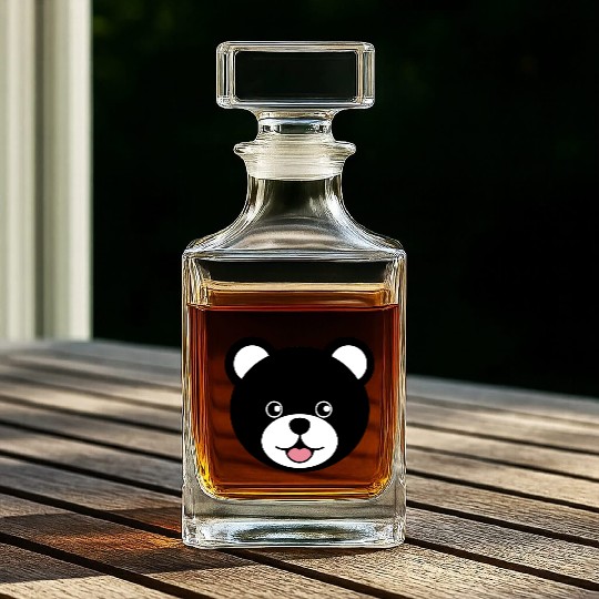 Cute Black Teddy Bear Face Whiskey Decanters