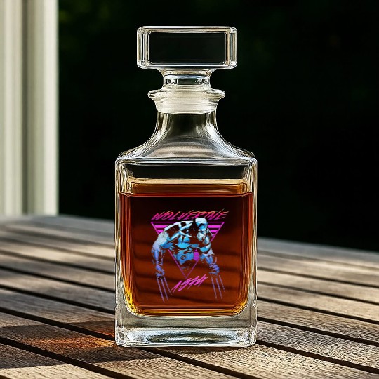 M-a-r-v-e-l W-o-l-verine Neon Retro Logan Graphic Whiskey Decanters