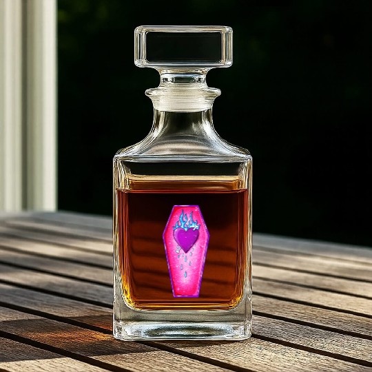 Pastel Goth Love Coffin Heart Whiskey Decanters