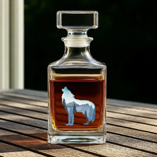 Alpha Wolf Art - Nature Background Whiskey Decanters