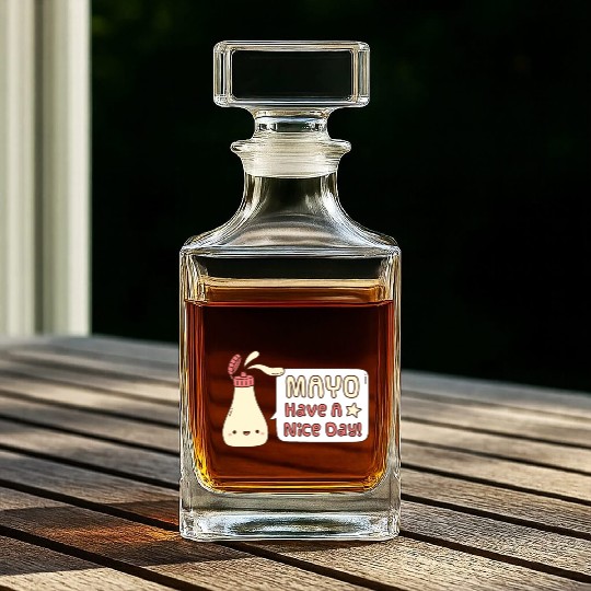 Mayo Have A Nice Day Cute Greeting Doodle Whiskey Decanters