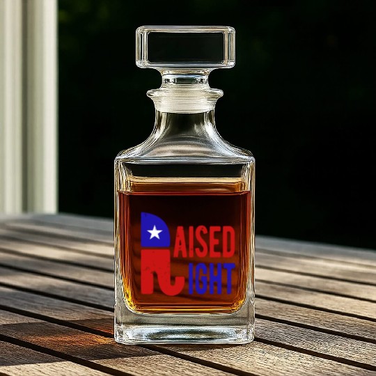 Raised Right Proud Republican Elephant Logo Usa Whiskey Decanters