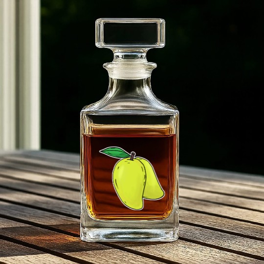 Mango hand drawn fruits summer Whiskey Decanters