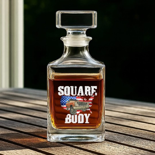 Square Body - American Flag Truck Lovers Whiskey Decanters