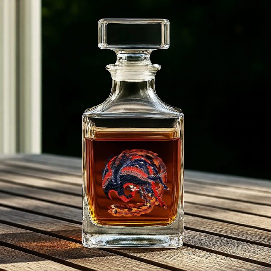 Phoenix that glares in all directions by Hokusai Whiskey Decanters