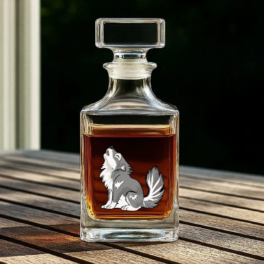 Cute Baby Howling Wolf Cub Gifts Animals Lover Whiskey Decanters
