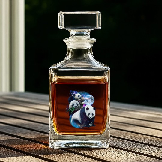3 Moon Panda Funny Sichuan Bamboo Bear Animal Love Whiskey Decanters