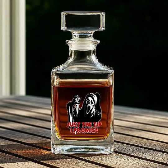 Just The Tip I Promise - Skeleton Horror Halloween Whiskey Decanters