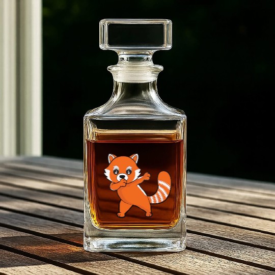 Dabbing Red Panda Cherry Blossoms Bamboo Whiskey Decanters