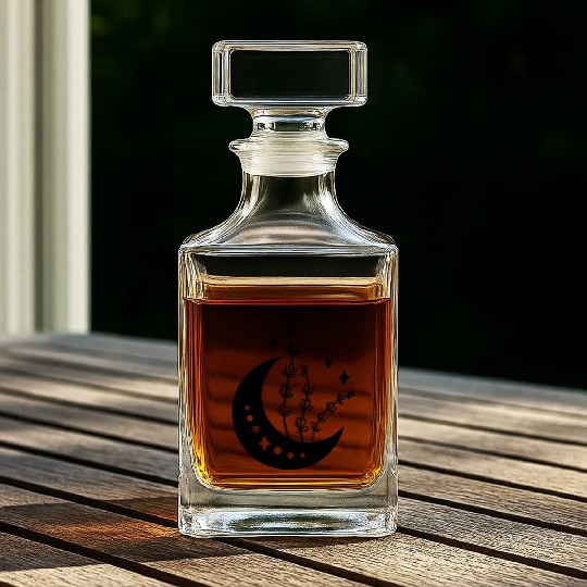 Wild Flower Crescent Moon Whiskey Decanters
