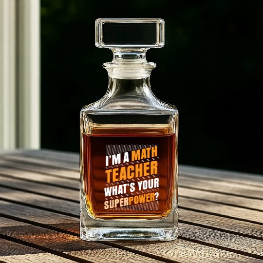 I'M A MATH TEACHER WHAT'S YOUR SUPERPOWER Whiskey Decanters