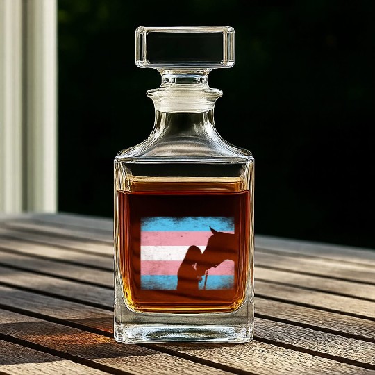 Transgender Pride Horse Rainbow LGBTQ Trans Flag Whiskey Decanters