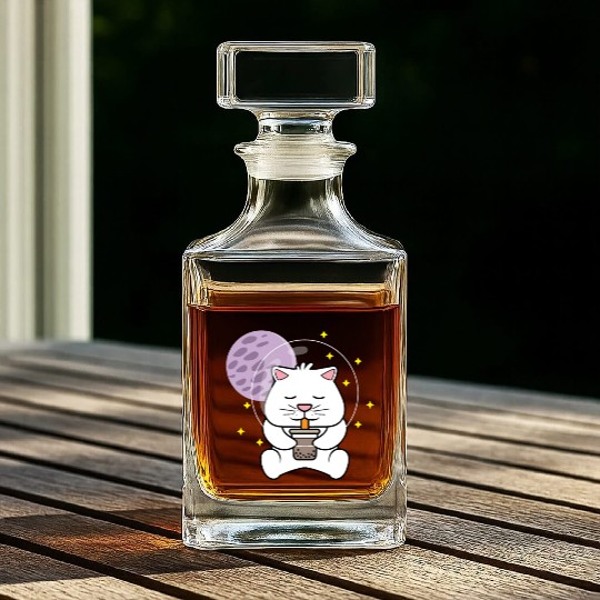 Kawaii Cat Space Pet Lover Gift Whiskey Decanters