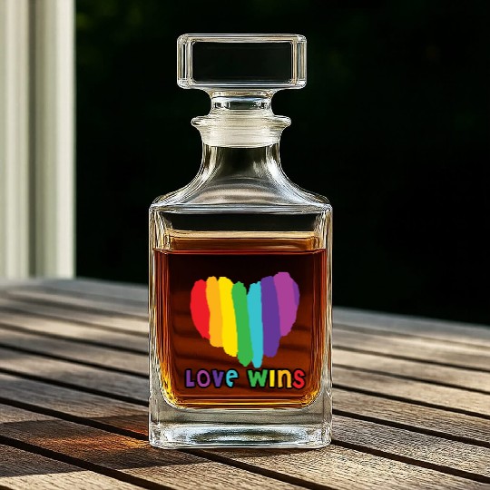 Love wins, pride rainbow heart Whiskey Decanters