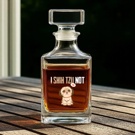 I Shih Tzu Not Shitzu Mom Dad Owner Funny Dog Love Whiskey Decanters