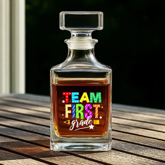 Team First Grade For Elementary Teacher Whiskey Decanters