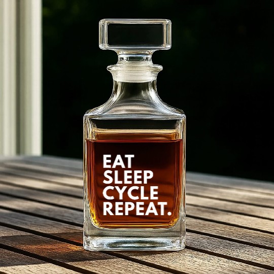 Eat Sleep Cycle Repeat Novelty Cycling Gift Whiskey Decanters