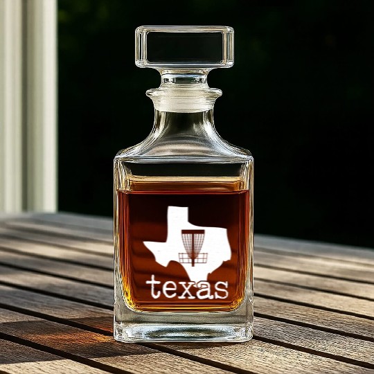 State of Texas Disc Golf Whiskey Decanters Golfer Golfing