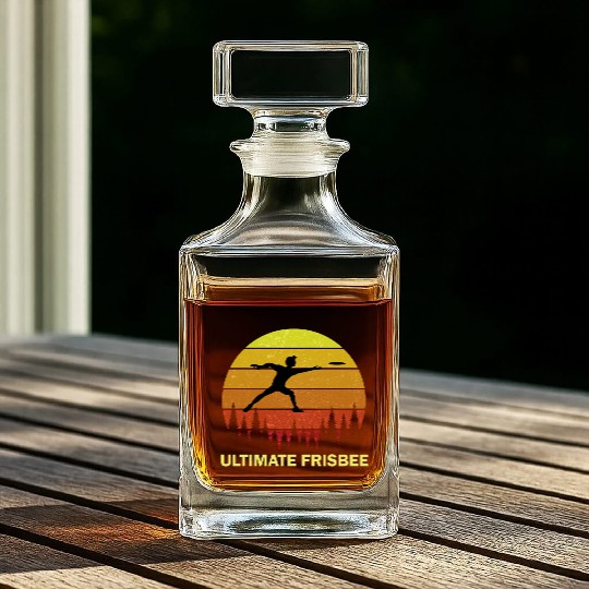 Ultimate Frisbee Disc Golf Flying Players Whiskey Decanters