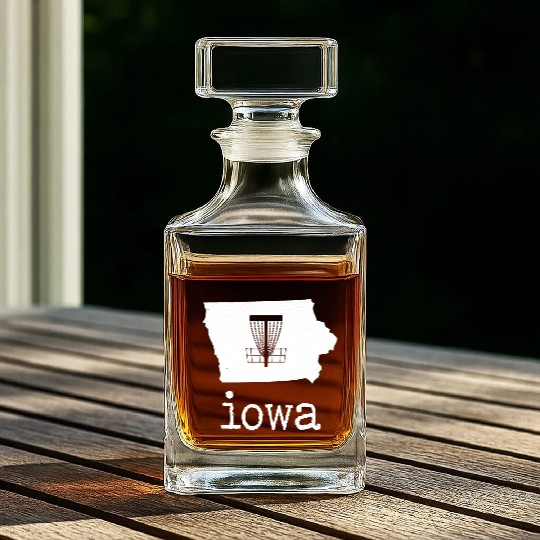 State of Iowa Disc Golf Whiskey Decanters Golfer Golfing