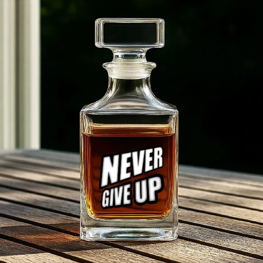 Never give up - Positive Cool Saying Whiskey Decanters