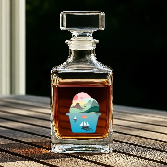 Summer Ice Cream Ocean Wanderlust Sailing Sunset Whiskey Decanters