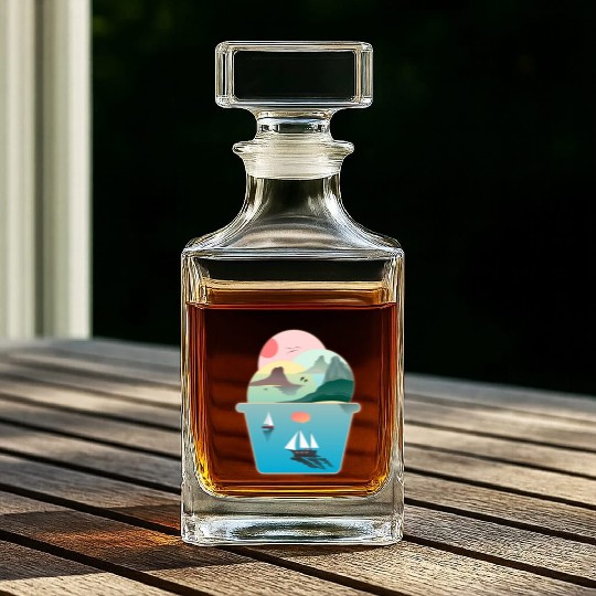 Ice Cream Summer Ocean Wanderlust Sailing Sunset Whiskey Decanters