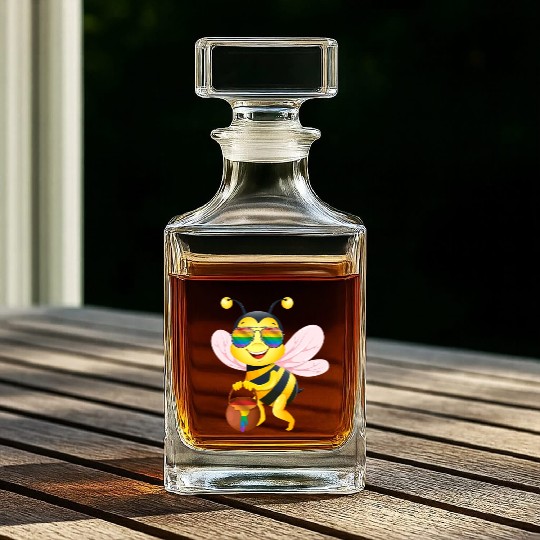 Bee LGBT Pride Rainbow Honey Whiskey Decanters