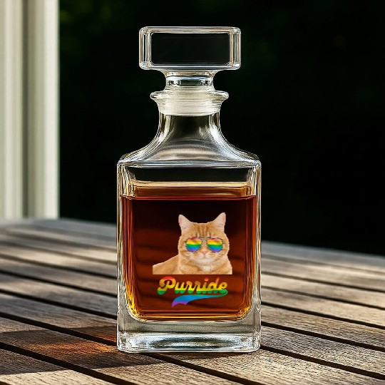 Cat Gay Pride Rainbow Flag LGBT Whiskey Decanters