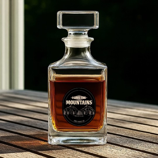 I Love The Mountains Whiskey Decanters