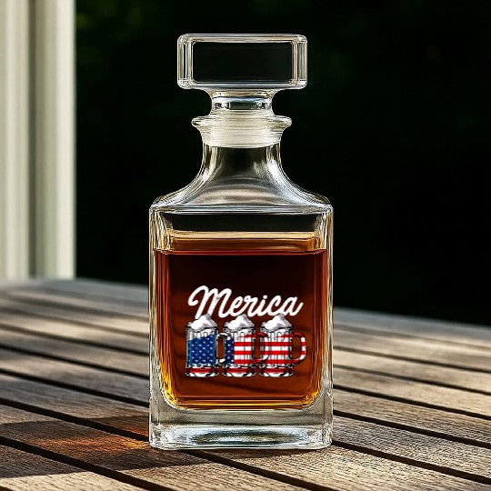 Beer USA Flag Merica Whiskey Decanters