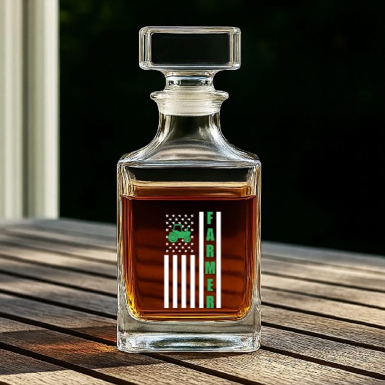 Tractors USA American Flag Farm - Patriotic Whiskey Decanters